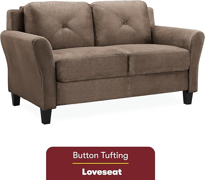 Lifestyle Solutions Harrington Loveseat Microfiber Brown - LeafyLoom