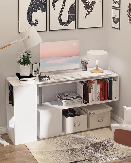 NicBex Kimberly-DW-00211-LWJ Home Office Desks, 55"x47.25"x30.75", White - LeafyLoom