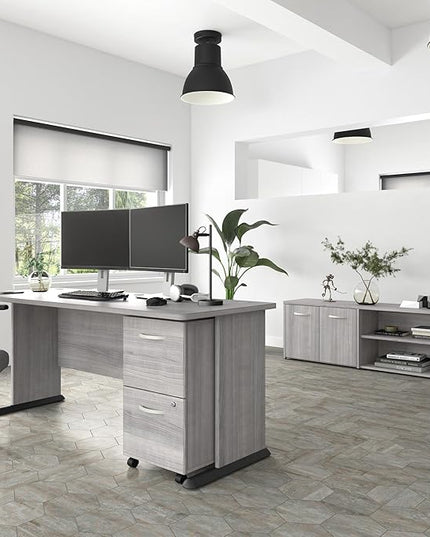 Bush Business Furniture Studio A 72W Computer Desk in Platinum Gray, 6 Foot Gaming and Work Table for Home or Professional Office - LeafyLoom