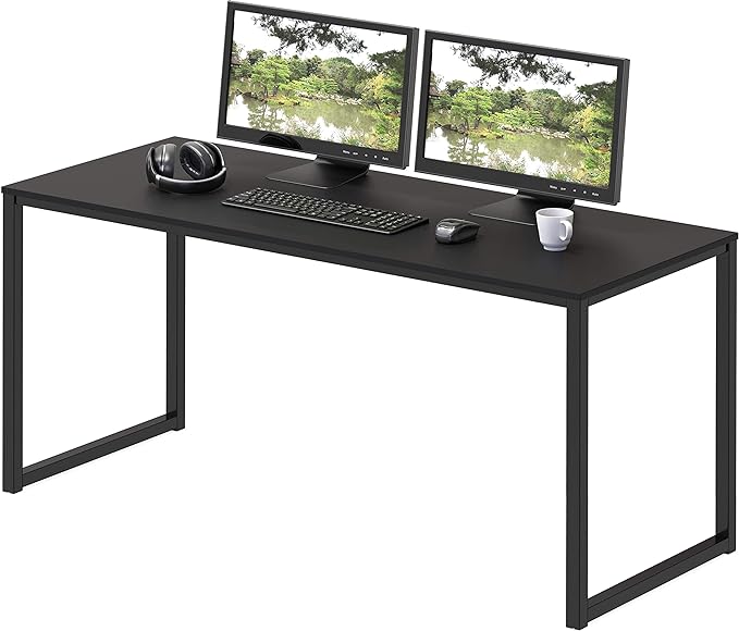 SHW Home Office 48-Inch Computer Desk, Black - LeafyLoom
