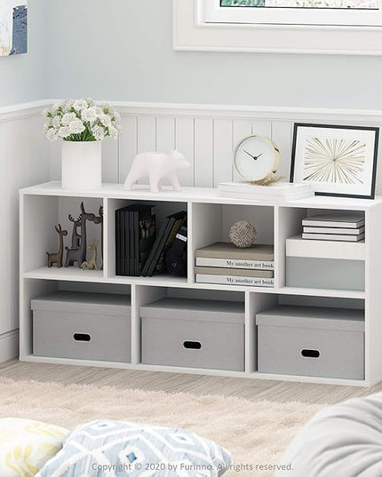 Furinno Luder Bookcase / Book / Storage , 7-Cube, White - LeafyLoom