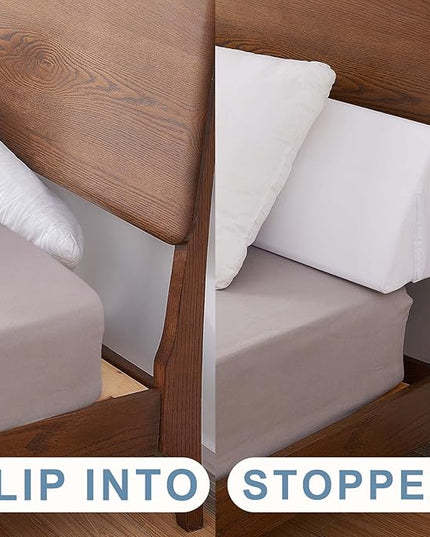 Limthe Twin Bed Wedge Pillow Stopper,Bed Gap Filler (0-7"),Headboard Pillow,Mattress Gap Cover,Adjustable Foam Wedge Pillow Fill Gap Between Headboard/Wall and Mattress, (White 39"x10"x6") - LeafyLoom
