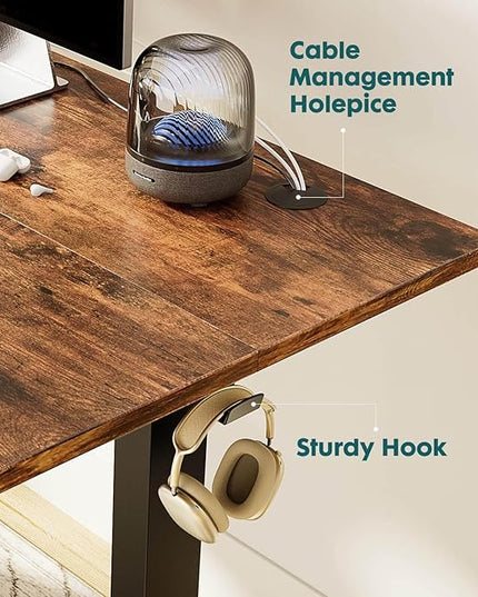 NicBex Laik-DW-00020-DX Desks, 62" W x 23" D x 28" H, Brown - LeafyLoom