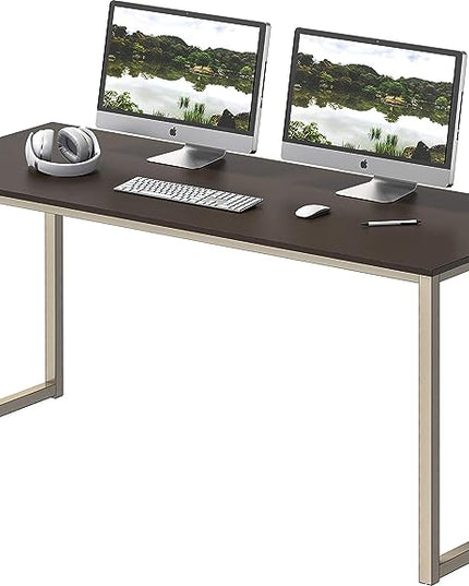 SHW Home Office 48-Inch Computer Desk, Silver/Espresso - LeafyLoom