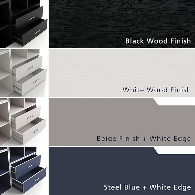 Apexa 2 Wooden Stackable Storage, Small Food Pantry Cabinet, Cajonera De Madera, Underbed Drawer Dorm Teen Room Decor & Bedroom, Home Office, Kitchen, Black - LeafyLoom