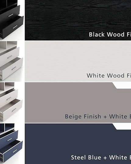 Apexa 2-Drawer Wooden Stackable Storage Drawers, Small Food Pantry Cabinet, Cajonera De Madera, Underbed Drawer Dorm Teen Room Decor & Bedroom, Home Office, Kitchen, Steel Blue - LeafyLoom