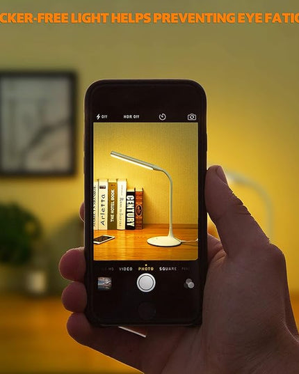DAC LED Desk Lamp, Eye Care Table Lamp, 360 Degree Flexible Gooseneck, Continuously Dimmable, 3 Color Modes, Touch-Sensitive Control Panel, 40-Minute Auto Shut-Off Timer, White, 6W - LeafyLoom