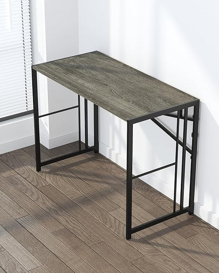 40 inch Folding Desk, Writing Gaming Computer Camping Desk, No Assembly Required Home Office Table, Black Oak - LeafyLoom