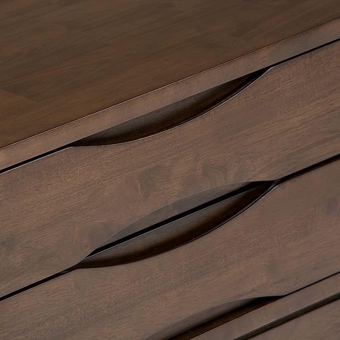 SIMPLIHOME Harper Solid Hardwood 22 inch wide Square Mid Century Modern End Side Table in Walnut Brown with Storage, 2 Drawers, for the Living Room and Bedroom - LeafyLoom
