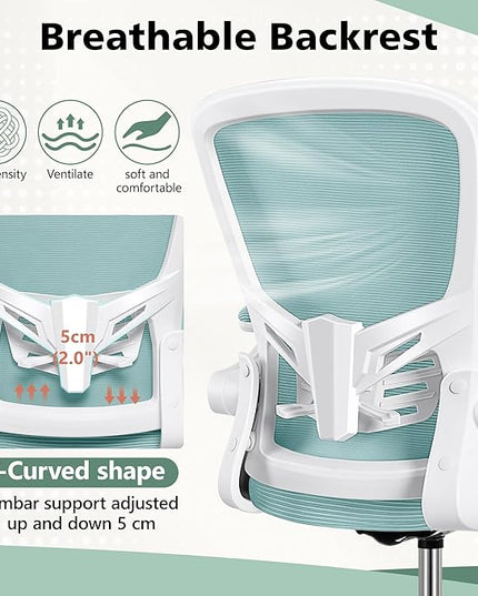 MINLOVE Drafting Office Chair, Ergonomic Tall Office Chair with Flip-up Armrests Executive Ergonomic Computer Standing Desk Chair with Lumbar Support and Adjustable Footrest(Light Blue) - LeafyLoom