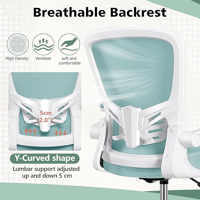 MINLOVE Drafting Office Chair, Ergonomic Tall Office Chair with Flip-up Armrests Executive Ergonomic Computer Standing Desk Chair with Lumbar Support and Adjustable Footrest(Light Blue) - LeafyLoom