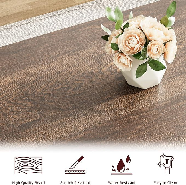 IDEALHOUSE Kitchen Table with Benches, Dining Table Benches Set for 4, Rectangular Kitchen Table Set with Sturdy Metal Frame, Saving Space for Kitchen, Dining Room, Apartment, 44.8", Retro Brown - LeafyLoom