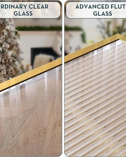 SAYGOER Modern Glass Coffee Table Small Squre Coffee Tables for Large or Small Space Unique Art Center Table for Living Room Home Office with Gold Metal Frame, Easy Assembly - LeafyLoom
