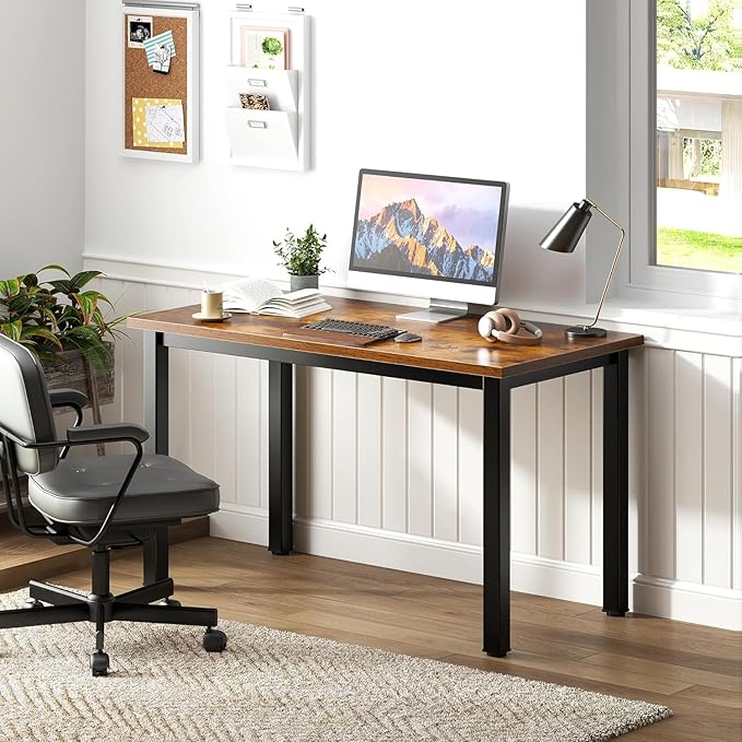 sogesfurniture 31.5 inches Sturdy Writing Desk for Small Spaces, Home Office Desk Computer Desk Gaming Desk Computer Table Sturdy Writing Workstation for Home Office, Brown - LeafyLoom