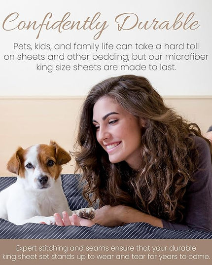 Linen Market 4 Piece King Bedding Sheet Set (Navy Blue Hearts) - Sleep Better Than Ever with These Ultra-Soft & Cooling Bed Sheets for Your King Size Bed - Deep Pocket Fits 16" Mattress - LeafyLoom
