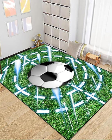Football Rug for Boys Room - Soccer Rug for Boys Room Football Printed Rug for Kids Room Football Decor for Boys Bedroomsports Ball Doormat for Living Room Bedroom,3'×4' - LeafyLoom
