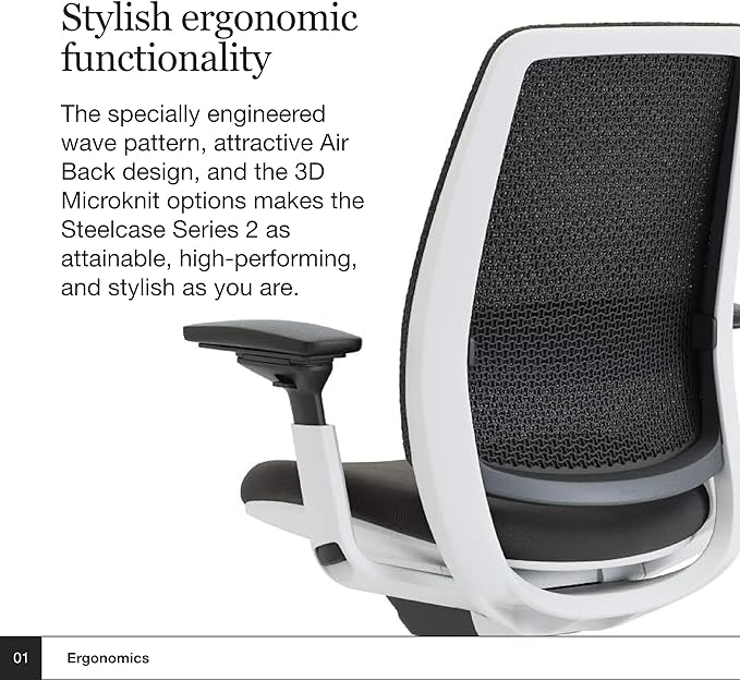 Steelcase Series 2 Office Chair - Ergonomic Work Chair with Wheels for Hard Flooring - with Back Support, Weight-Activated Adjustment & Arm Support - Adjustable Rolling Chairs for Desk - Graphite - LeafyLoom