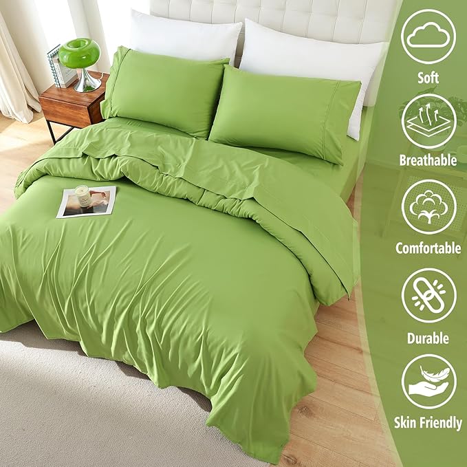 Whitney Home Textile Queen Sheet Set - 4 Piece Soft Breathable Bed Sheets for Queen Size Bed, Deep Pocket Lxuury Brushed Sheets, Hotel Bedding Sheets and Pillowcases, Wrinkle Free Oeko-Tex Sheets - LeafyLoom