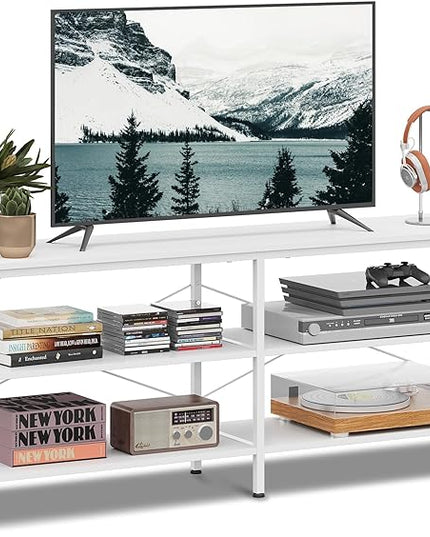 WLIVE TV Stand up to 70 Inch TV, 63" Entertainment Center, TV Media Console with 3-Tier Storage Shelves for Living Room and Bedroom, White - LeafyLoom