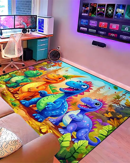 Dinosaur Rug for Boys Room - Colorful Cute Dino Rug for Room Kids Carpet for Bedroom Boys Bedroom Rug Cartoon Dinosaur Rug Cute Dinosaur Rugs for Boys Bedroom,5'×7' - LeafyLoom