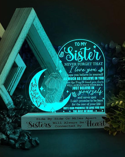 to My Sister 3D Illusion Lamp, Sister Gifts from Sisters, Sister Birthday Gifts from Brothers, Best Sister Ever Acrylic Night Light, Gift for Sister on Wedding Anniversary Christmas Valentine - LeafyLoom