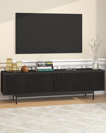Henn&Hart Whitman TV Stand, 70" Wide, Black - LeafyLoom