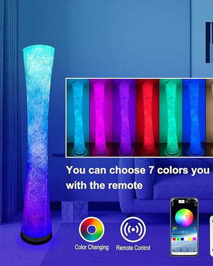 Floor Lamp, floor lamps for living room, floor lamp for bedroom, standing lamp, RGB Color Changing, Music Sync, APP Remote Control, 62'' Standing Lamp for Living Room,see installation video here - LeafyLoom