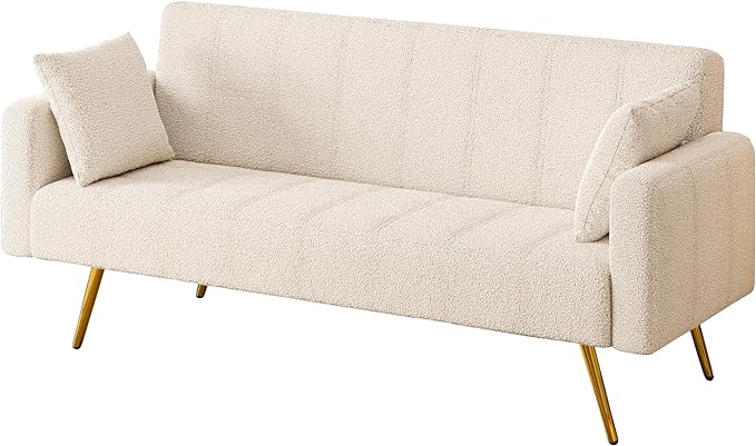 NicBex Sectional Couch Sofa with Folding Function Modern Sofa Bed Cloud Couch for Living Room Furniture Sets with Pillows and Metal Legs, Modular Sofa for Living Room, Bedroom, Apartment,71.7"L, White - LeafyLoom