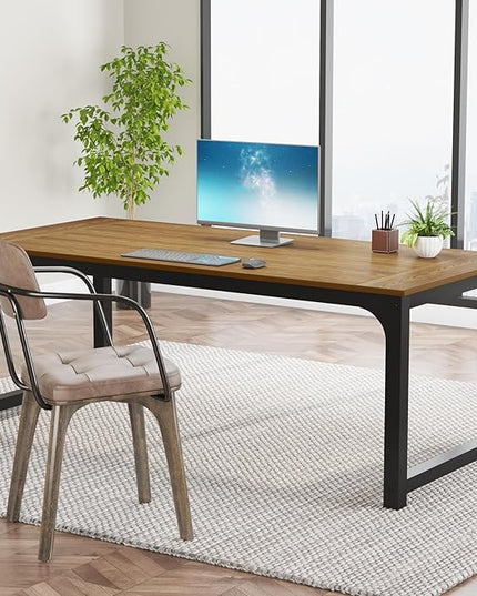 Tribesigns Modern Computer Desk, 70.8 x 35.4 inch Large Executive Office Desk Computer Table Study Writing Desk Workstation for Home Office, Natural - LeafyLoom