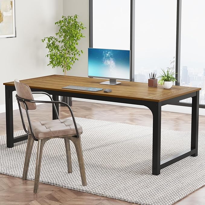 Tribesigns Modern Computer Desk, 70.8 x 35.4 inch Large Executive Office Desk Computer Table Study Writing Desk Workstation for Home Office, Natural - LeafyLoom