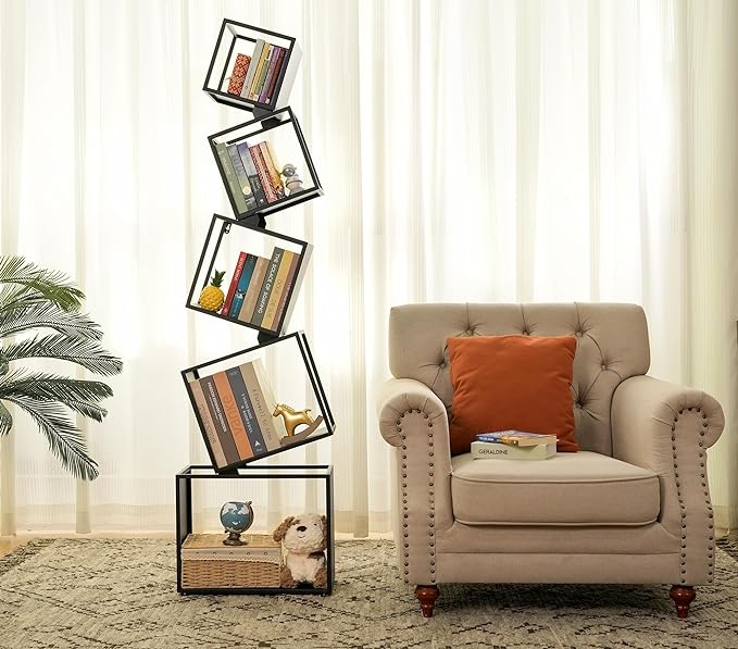 Bookshelf 2024 NEW, 5-Tier Bookshelves, 67" Tall Black Bookshelf, Book Shelf, Bookcase, Modern Bookshelf, Storage Shelf for CDs/Books/Collections, Display Shelf for Livingroom, Bedroom, Office - LeafyLoom