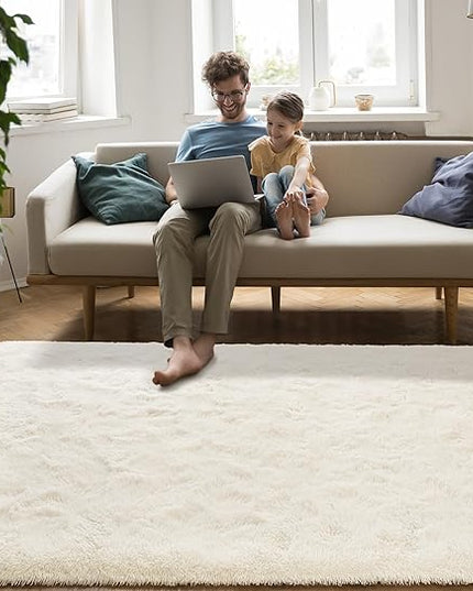 Softlife Rug for Living Room 6x9 Feet Area Rug for Bedroom Super Soft Shaggy Rugs for Kids Room Fluffy Fuzzy Carpets Long Plush Bedside Rug Nursery Christmas Home Decor for Boys Girls, Creamy White - LeafyLoom