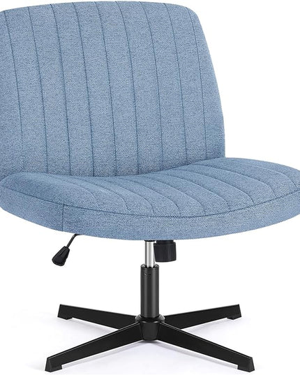 Sweetcrispy Office Chair No Wheels - Armless Desk Chair No Wheels Cross Legged Office Chair Wide Swivel Home Office Desk Chairs - LeafyLoom