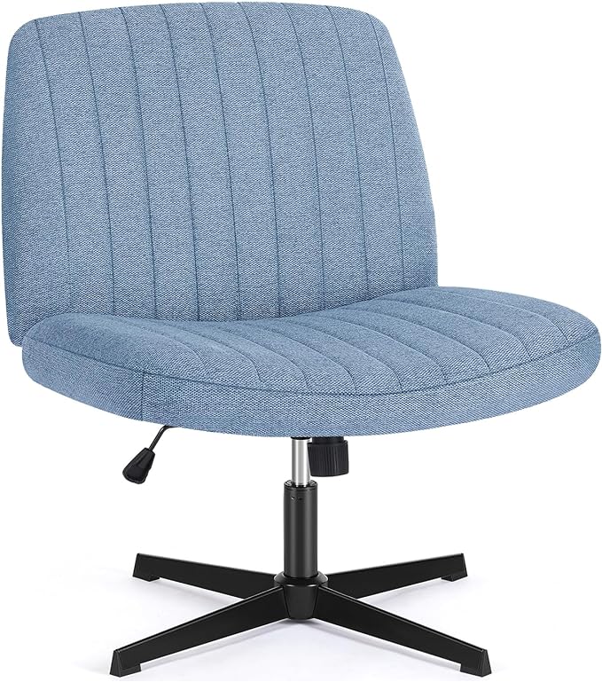 Sweetcrispy Office Chair No Wheels - Armless Desk Chair No Wheels Cross Legged Office Chair Wide Swivel Home Office Desk Chairs - LeafyLoom