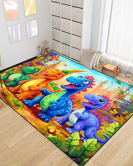Dinosaur Rug for Boys Room - Colorful Cute Dino Rug for Room Kids Carpet for Bedroom Boys Bedroom Rug Cartoon Dinosaur Rug Cute Dinosaur Rugs for Boys Bedroom,4'×5' - LeafyLoom