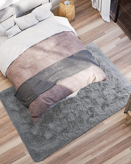 Softlife Rug for Living Room 5.3x7.6 Feet Area Rug for Bedroom Super Soft Shaggy Rugs for Kids Room Fluffy Fuzzy Carpets Long Plush Bedside Rug Nursery Christmas Home Decoration for Boys Girls, Grey - LeafyLoom