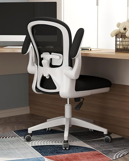 Ergonomic Home Office Desk Chairs Comfy Computer Gaming Chairs Mesh Arm Swivel Chairs of Adults for Home Office Bedroom(White) - LeafyLoom