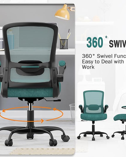 Office Chair, Ergonomic Desk Chair with Adjustable Lumbar Support, High Back Mesh Computer Chair with Flip-up Armrests-BIFMA Passed Task Chairs, Executive Chair for Home Office - LeafyLoom
