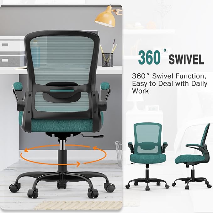 Office Chair, Ergonomic Desk Chair with Adjustable Lumbar Support, High Back Mesh Computer Chair with Flip-up Armrests-BIFMA Passed Task Chairs, Executive Chair for Home Office - LeafyLoom
