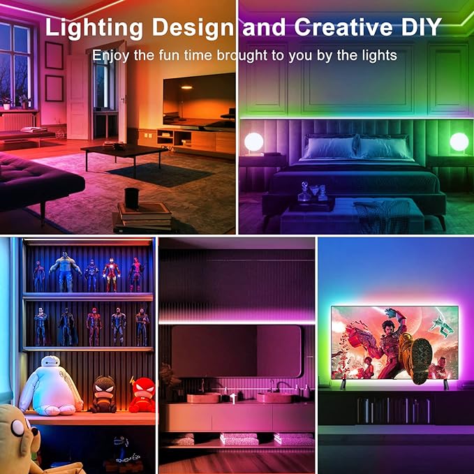 TJOY 50ft Bluetooth LED Strip Lights, Music Sync 5050 LED Light Strip RGB Color Changing LED Lights Strip with Phone Remote, LED Lights for Bedroom Kitchen TV Party TIKTOK DIY (APP+Remote +Mic) TJOY