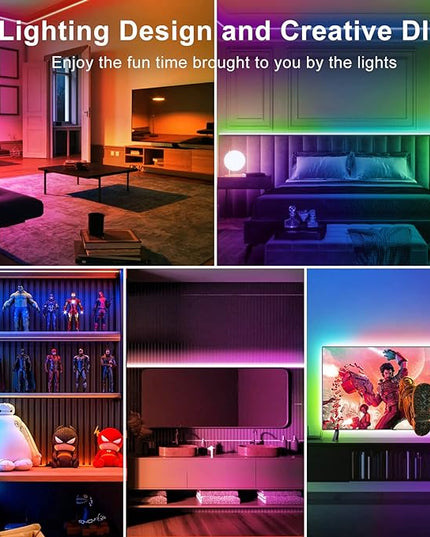 TJOY 200ft Long LED Strip Lights, Bluetooth Led Lights for Bedroom, Color Changing RGB Lighting with APP and Remote Control, Rope Lighting Indoor for Ceiling, Living Room Decor/65.6ft*3 TJOY