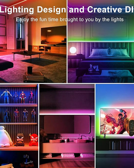 TJOY 100ft Bluetooth LED Strip Lights, Music Sync LED Lights Strip, RGB Color Changing LED Lights with Remote,Smart Phone APP Control, LED Lights for Bedroom,TV,Room DIY (APP+Remote +Mic) TJOY