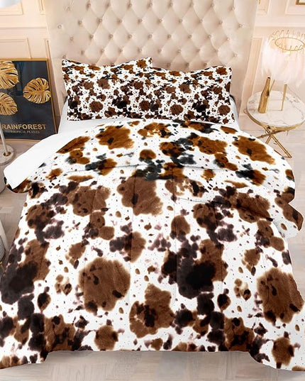 Tailor Shop Cow Print Comforter Sets Queen Size,Cow Print Bedding Set for Boys Teens Girls,Black White Queen Soft Microfiber Cowhide Bedding Set with 1 Comforter and 2 Pillowcases - LeafyLoom