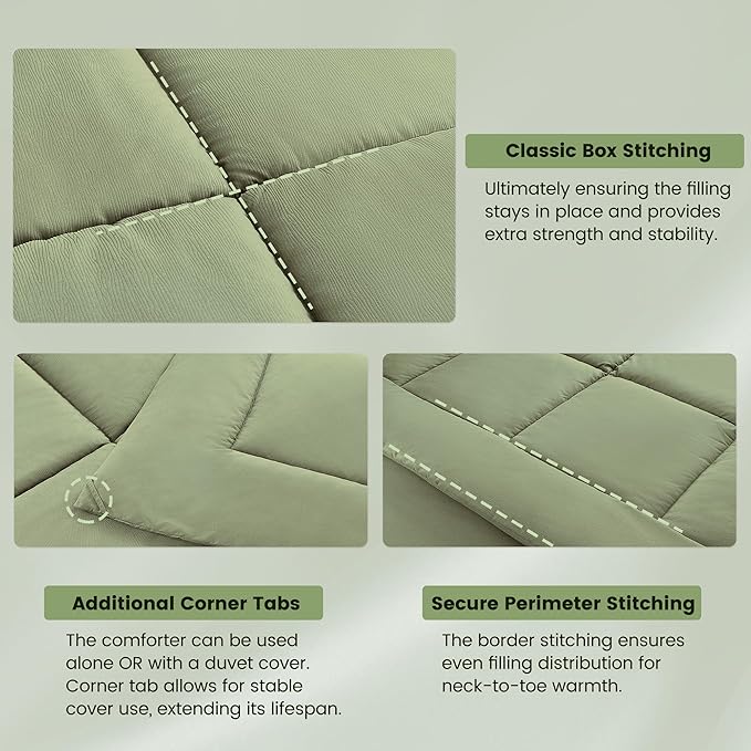 King Size Bed in a Bag 7 Pieces Comforter Set King, Wood Grain Texture Bedding Comforter Set Green Bed Set with Comforter, Pillowcases, Flat Sheet, Fitted Sheet and Pillow Shams - LeafyLoom