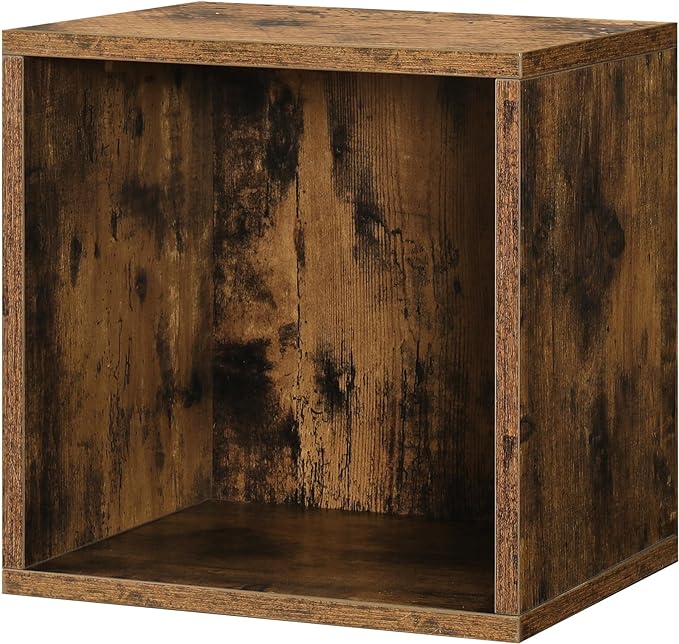 Magic DIY Cube Storage Organizer Stackable Cubes for Home Books Clothes Toy -Modular Cubby Storage System -Closet Organizer -Bookcase Closet (Antique brown, General Cube) - LeafyLoom
