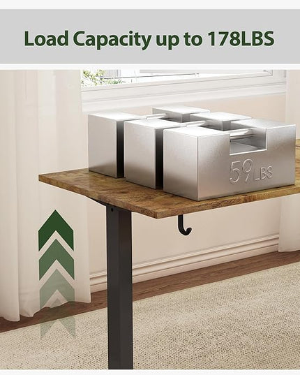L Shaped Standing Desk Adjustable Height, Electric Corner Standing Desk, 63 x 55 inch Sit Stand Computer Table with Splice Board, Rustic Brown - LeafyLoom