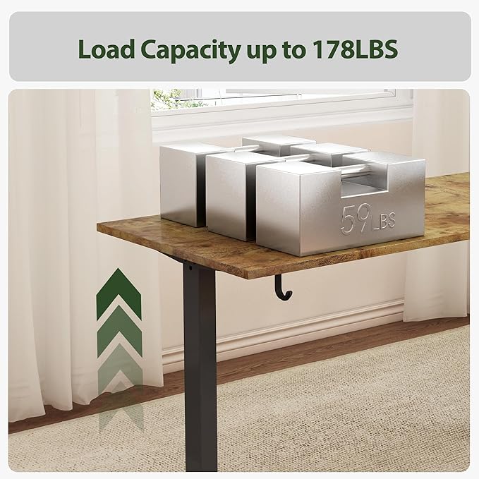 L Shaped Standing Desk Adjustable Height, Electric Corner Standing Desk, 63 x 55 inch Sit Stand Computer Table with Splice Board, Rustic Brown - LeafyLoom