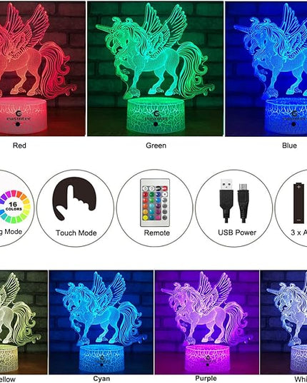 easuntec Unicorn Gifts Night Lights for Kids with Remote & Smart Touch 7 Colors + 16 Colors Changing Dimmable Unicorn Toys 1 2 3 4 5 6 7 8 Year Old Girl Gifts (Unicorn 16WT) - LeafyLoom
