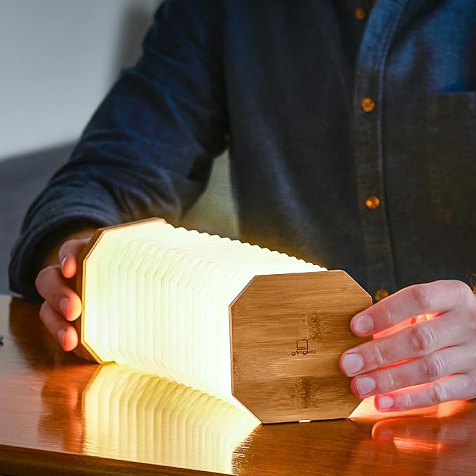 Gingko Natural Bamboo Wood Smart Accordion Lamp - LeafyLoom
