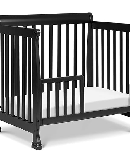 DaVinci Kalani 4-in-1 Convertible Mini Crib in Ebony | Greenguard Gold Certified - LeafyLoom